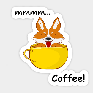Cute corgi dog in a cup coffee Sticker